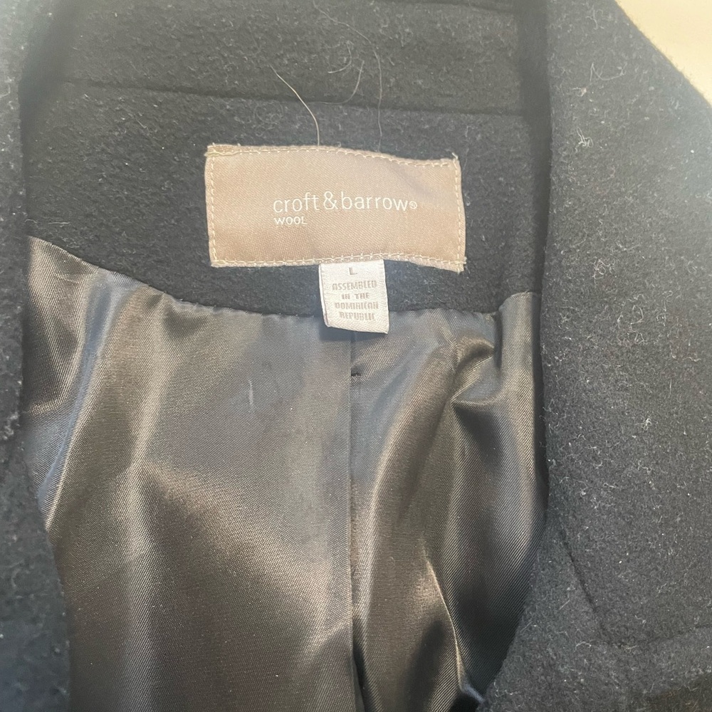 Croft & Barrow Classic Black Pea Coat - Picture 3 of 7